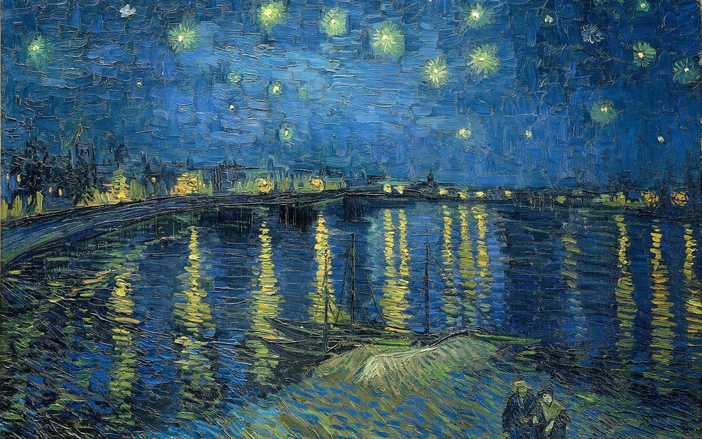 フィンセント・ファン・ゴッホ《ローヌ川の星月夜》、1888年。図柄を示す複製画像。展覧会サイト掲載の写真とは別ファイル。