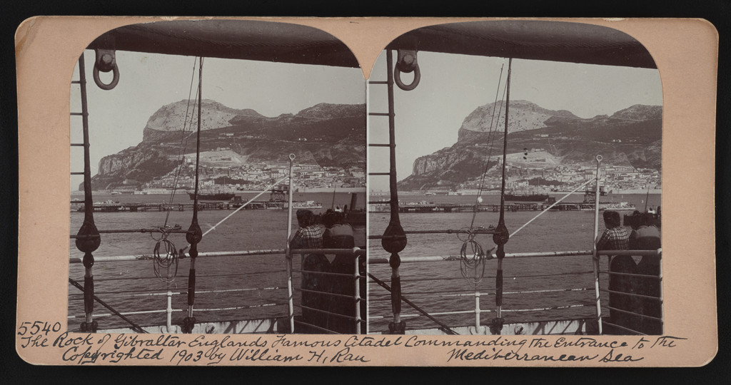 William Herman Rau, The Rock of Gibraltar, 1903. Photograph in stereograph format. Library of Congress, Prints and Photographs Division, LC-DIG-stereo-1s25636. A later view of the Rock and town across the water.