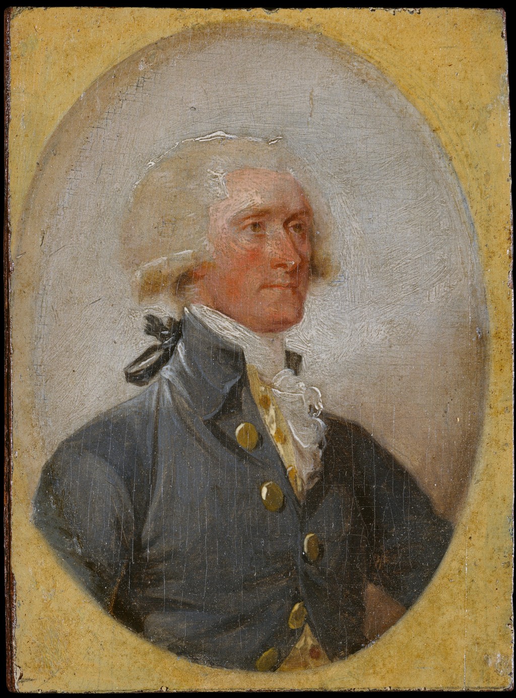 John Trumbull, Thomas Jefferson, 1788. Oil on mahogany, 11.4 × 8.3 cm. Metropolitan Museum of Art, 24.19.1. Bequest of Cornelia Cruger, 1923.
