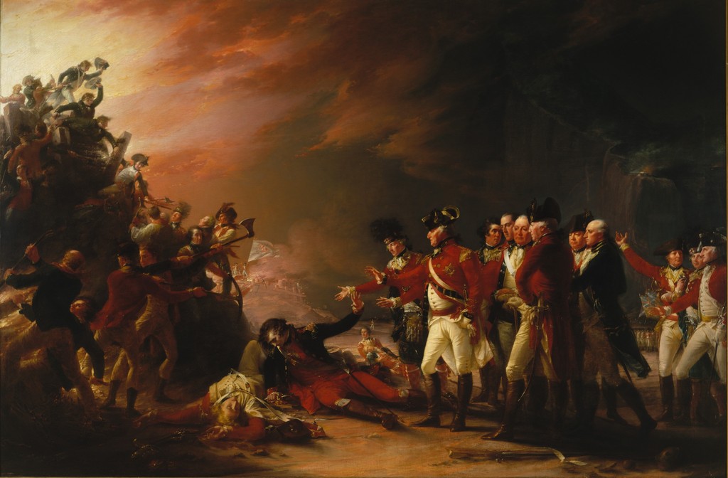 John Trumbull, The Sortie Made by the Garrison of Gibraltar, 1789. Oil on canvas, 180.3 × 271.8 cm. Metropolitan Museum of Art, 1976.332.