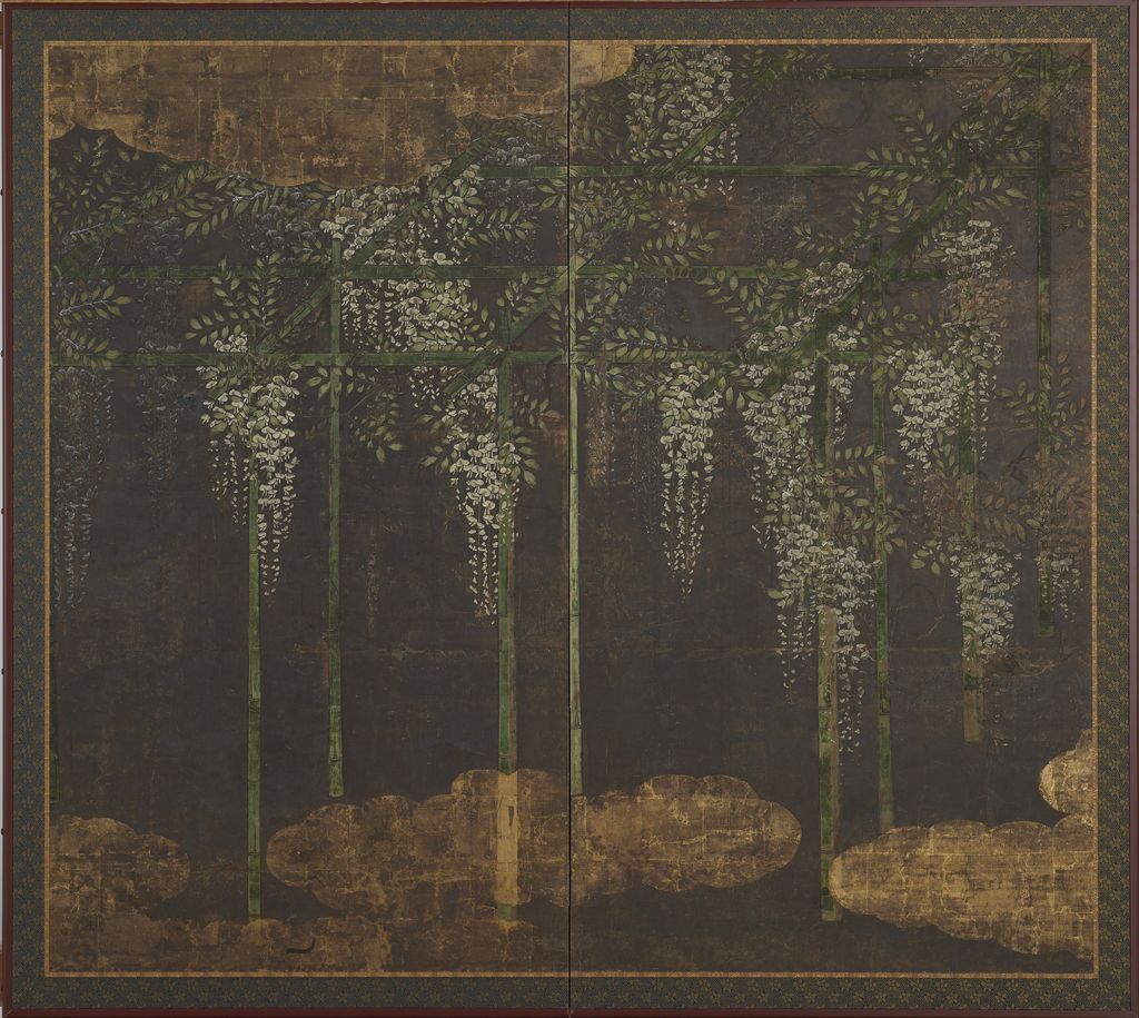 《藤竹棚図屏風》・永徳様式、狩野永徳様式、Smithsonian National Museum of Asian Art、F1897.26
