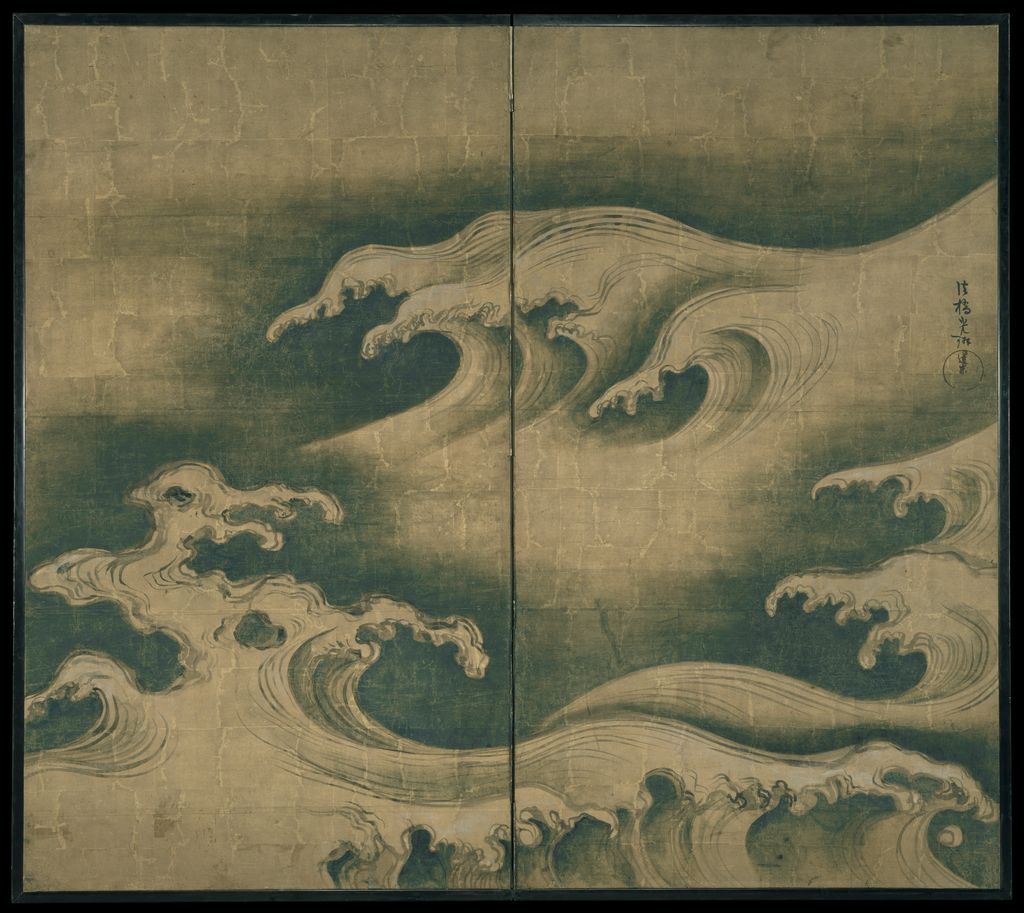 《波濤図屏風》 — Met 26.117