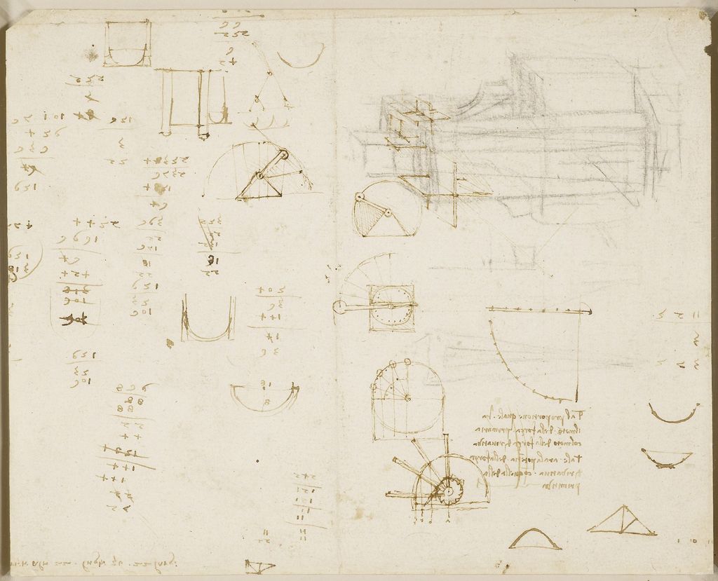 Berechnungen mit architektonischen, technischen und geometrischen Skizzen