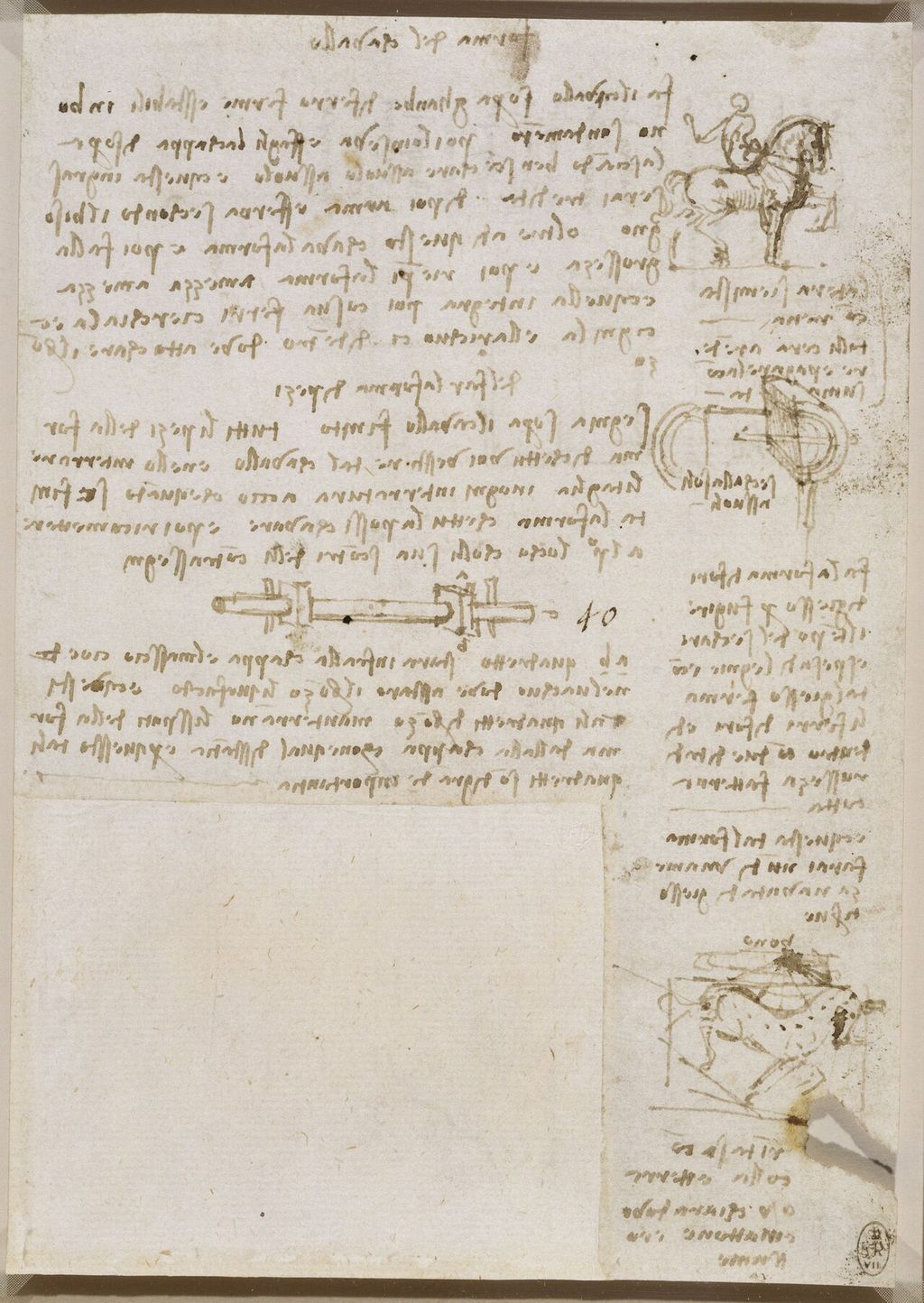 Leonardos Notizen und Diagramme für den Guss des Trivulzio-Denkmals, RCIN 912347