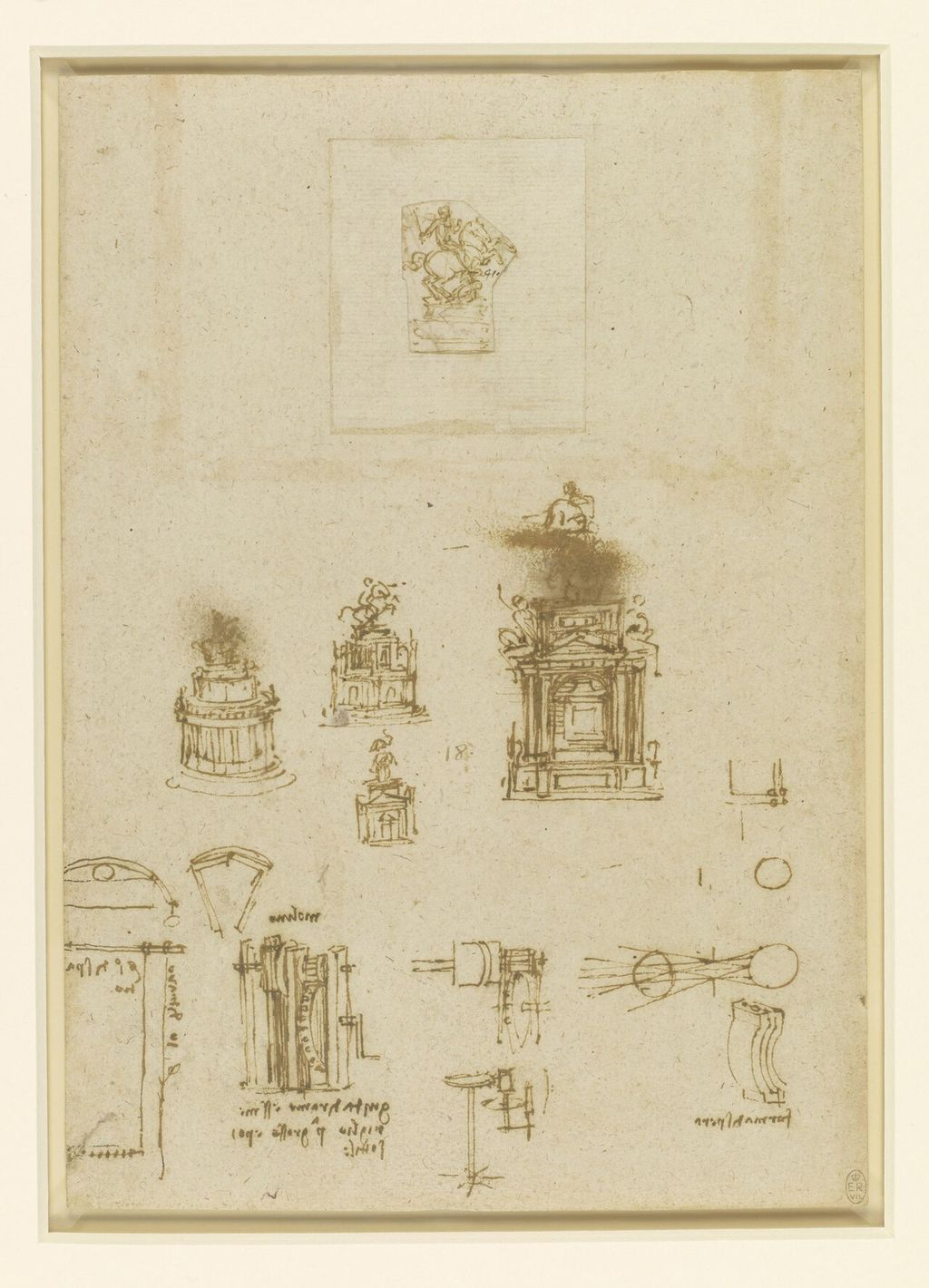 Leonardos Skizzen für das Trivulzio-Denkmal, RCIN 912353