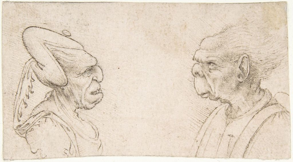 Francesco Melzi zugeschriebenes groteskes Paar nach Leonardo.