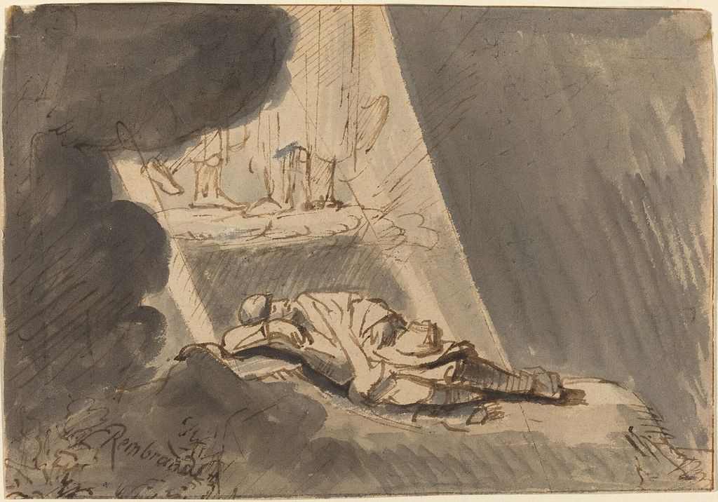Public-domain contextual image: Jacob’s Dream in the style of Rembrandt van Rijn.