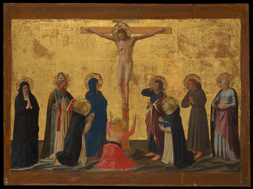 Fra Angelico’s The Crucifixion, showing Christ and saints against a gold ground.