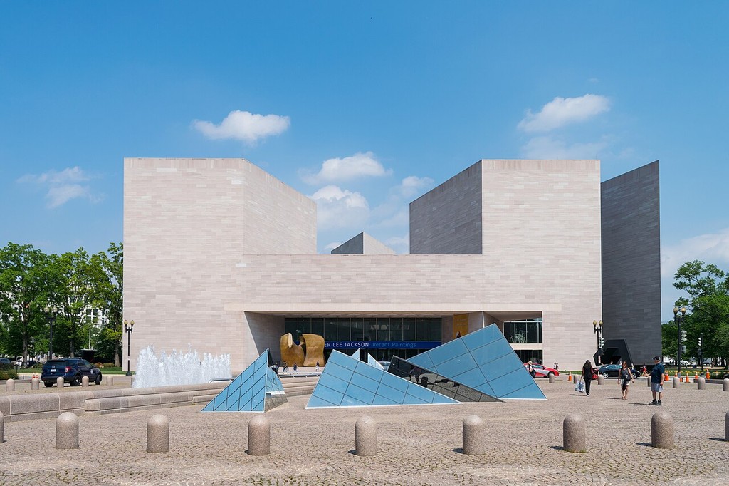 The National Gallery of Art’s East Building entrance and glass skylights in 2019.