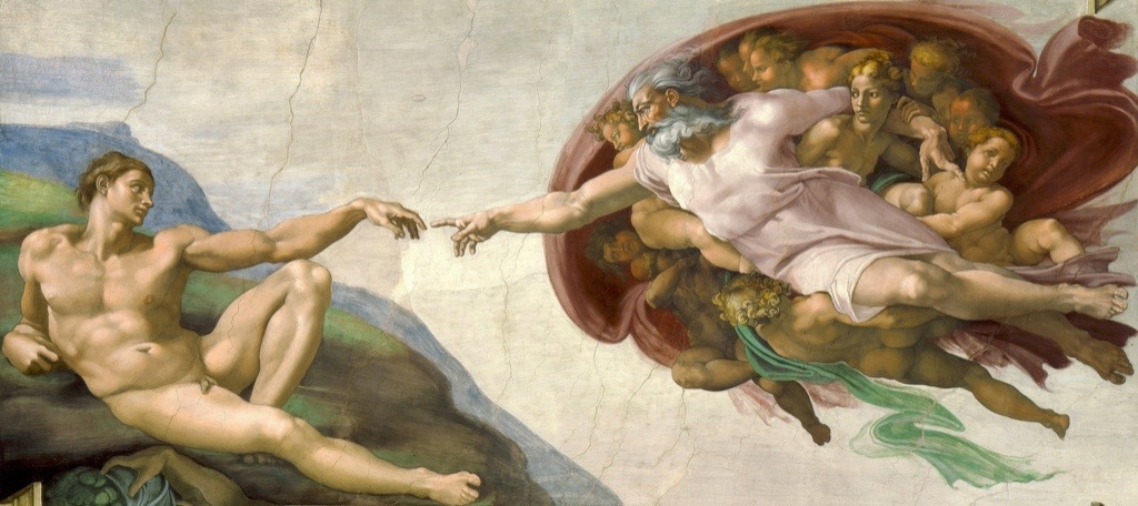 Creation of Adam by Michelangelo on the Sistine Chapel ceiling