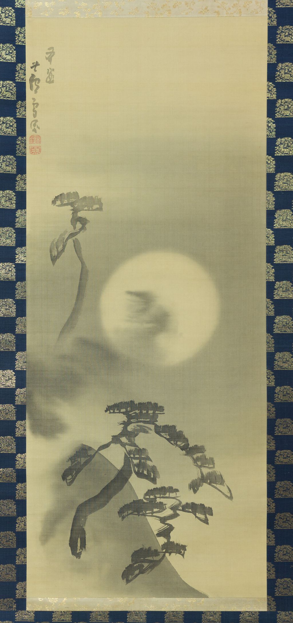 《月夜山水図》、掛軸全景