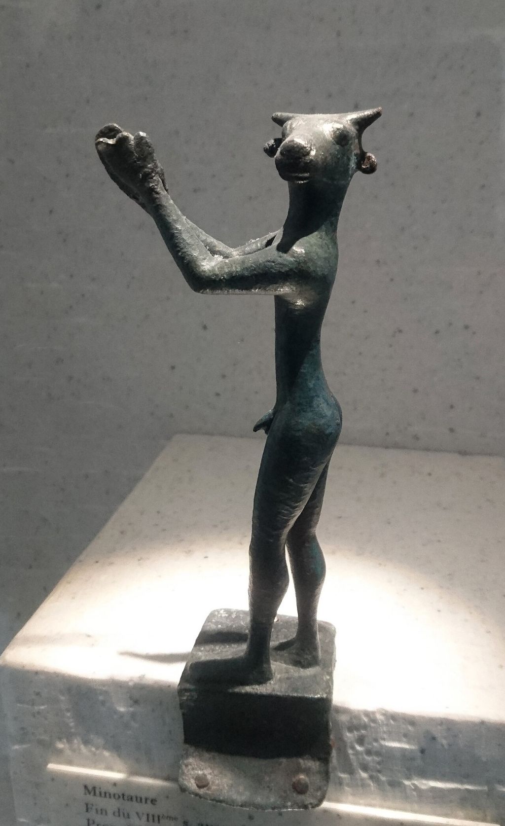 Ancient bronze figure of the Minotaur at the Louvre.