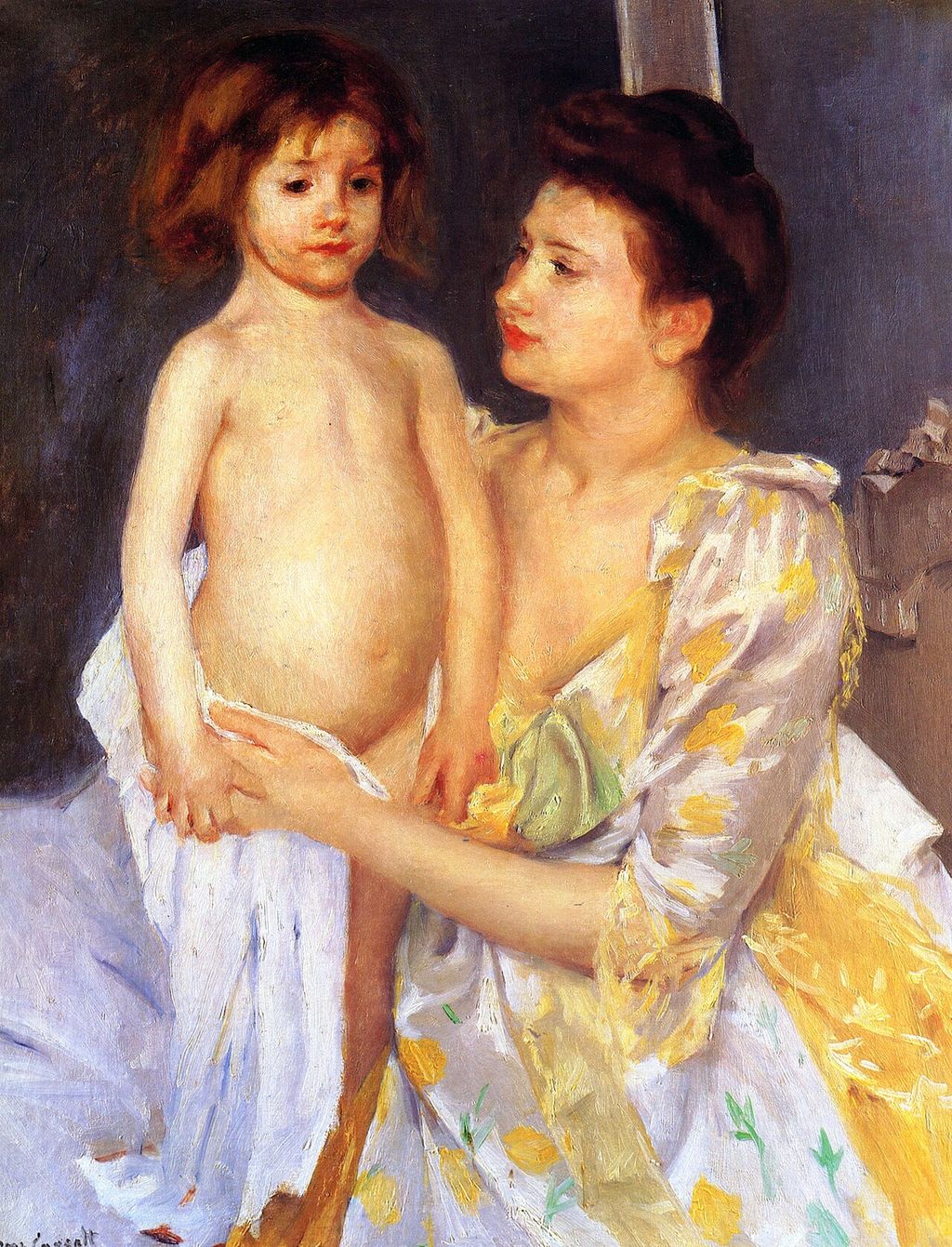 Mary Cassatt's Jules Being Dried by His Mother.