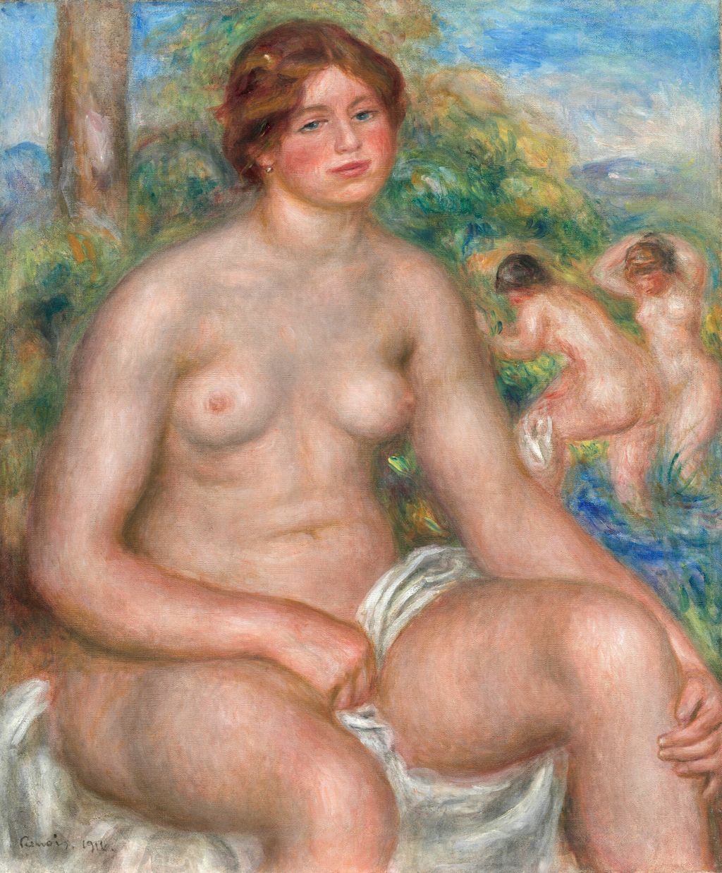 Renoir's 1914 Seated Bather, a separate work used to compare classical figure painting.