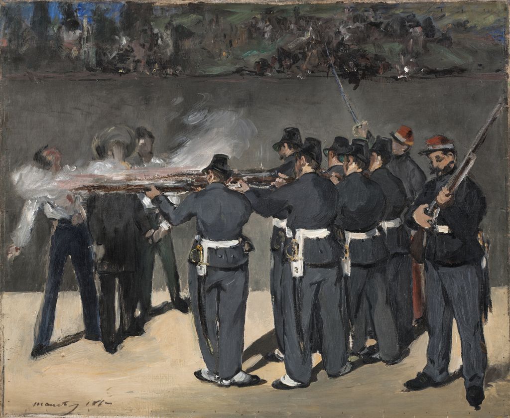 Édouard Manet, The Execution of Emperor Maximilian (1867), an earlier firing-squad composition discussed alongside Massacre in Korea.