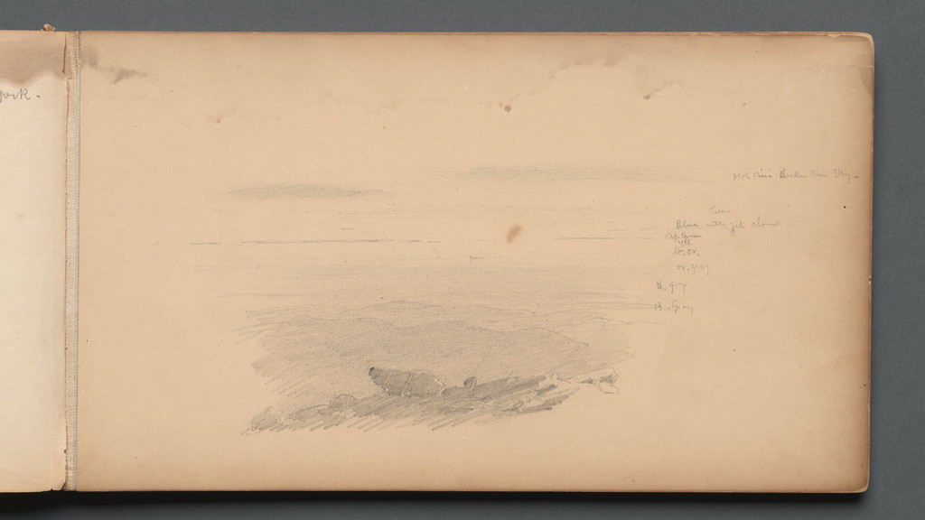 Sanford Robinson Gifford, Sketchbook, page 04: Sea Scape with Color Notations, 1859. Graphite. Cleveland Museum of Art, 1971.116.d.