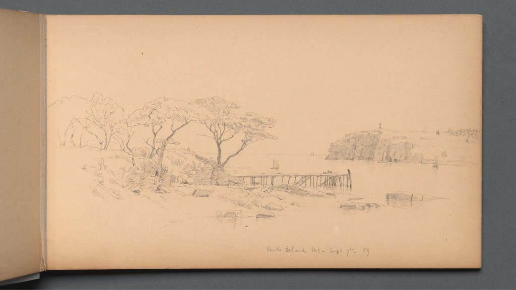 Sanford Robinson Gifford, Sketchbook, page 20: Peak’s Island, Maine, September 7, 1859. Graphite. Cleveland Museum of Art, 1971.116.p.