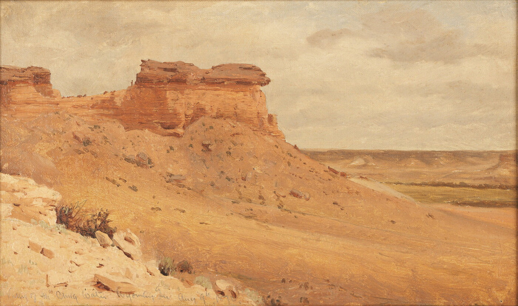 Sanford Robinson Gifford, Valley of the Chugwater, Wyoming Territory, 1870. Oil on canvas, 7¾ × 12⅞ inches. Amon Carter Museum of American Art, 1970.67.