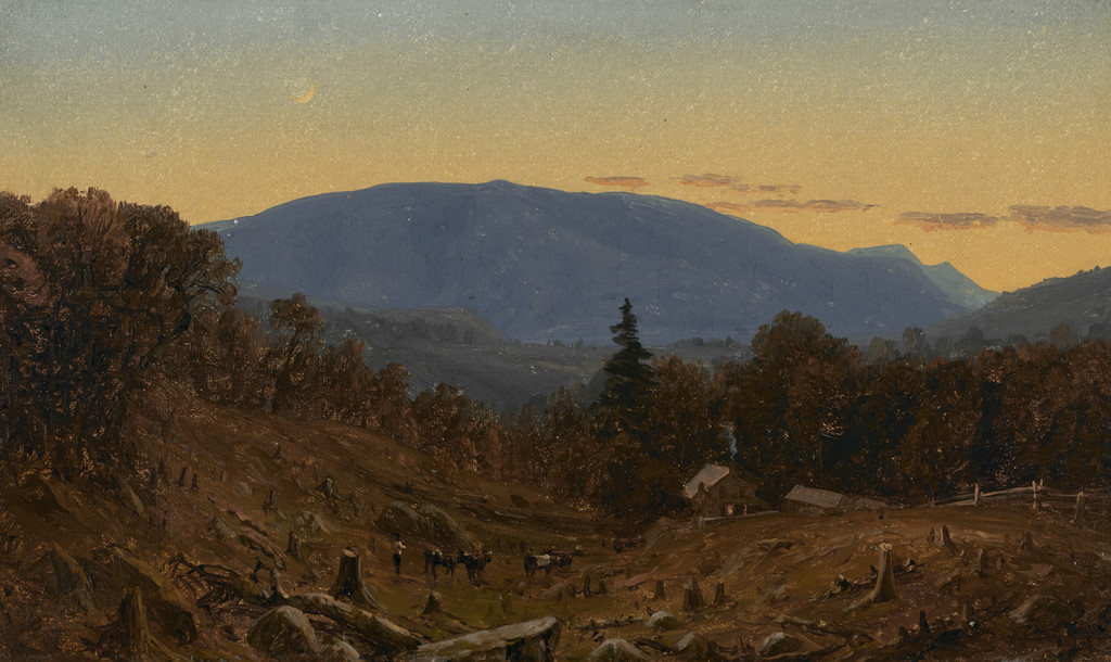 Sanford Robinson Gifford, A Study of Hunter Mountain at Twilight, circa 1865. Oil on canvas, 17.8 × 29.2 cm. A separate preparatory study.