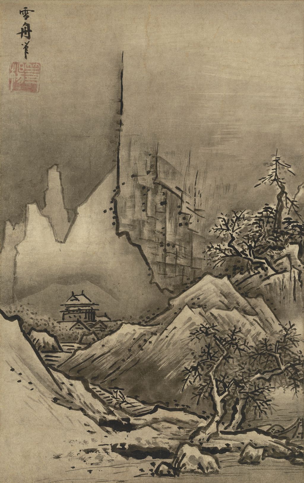 秋冬山水図