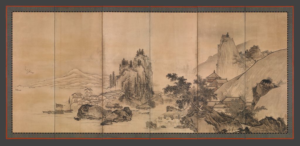 雲谷等顔《四季山水図屏風》