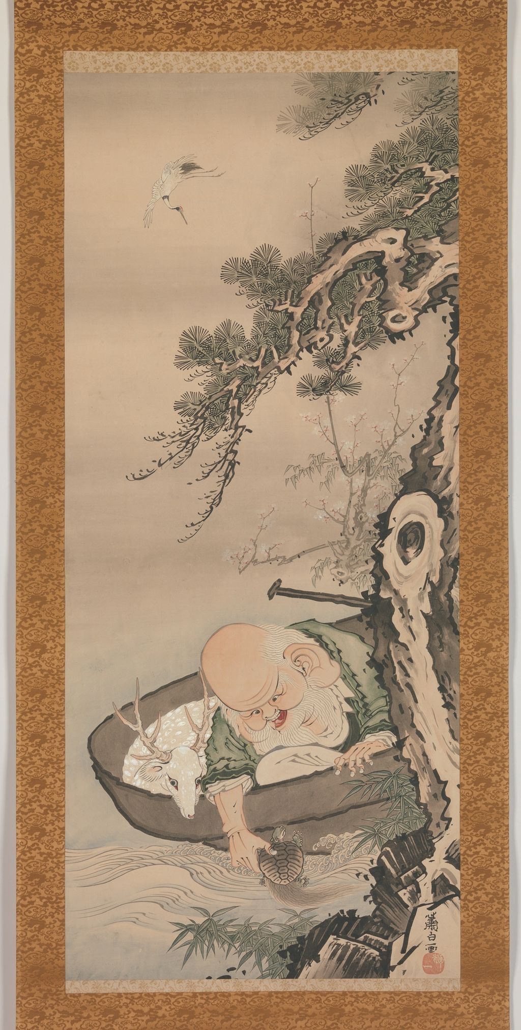 《寿老人図》、掛幅
