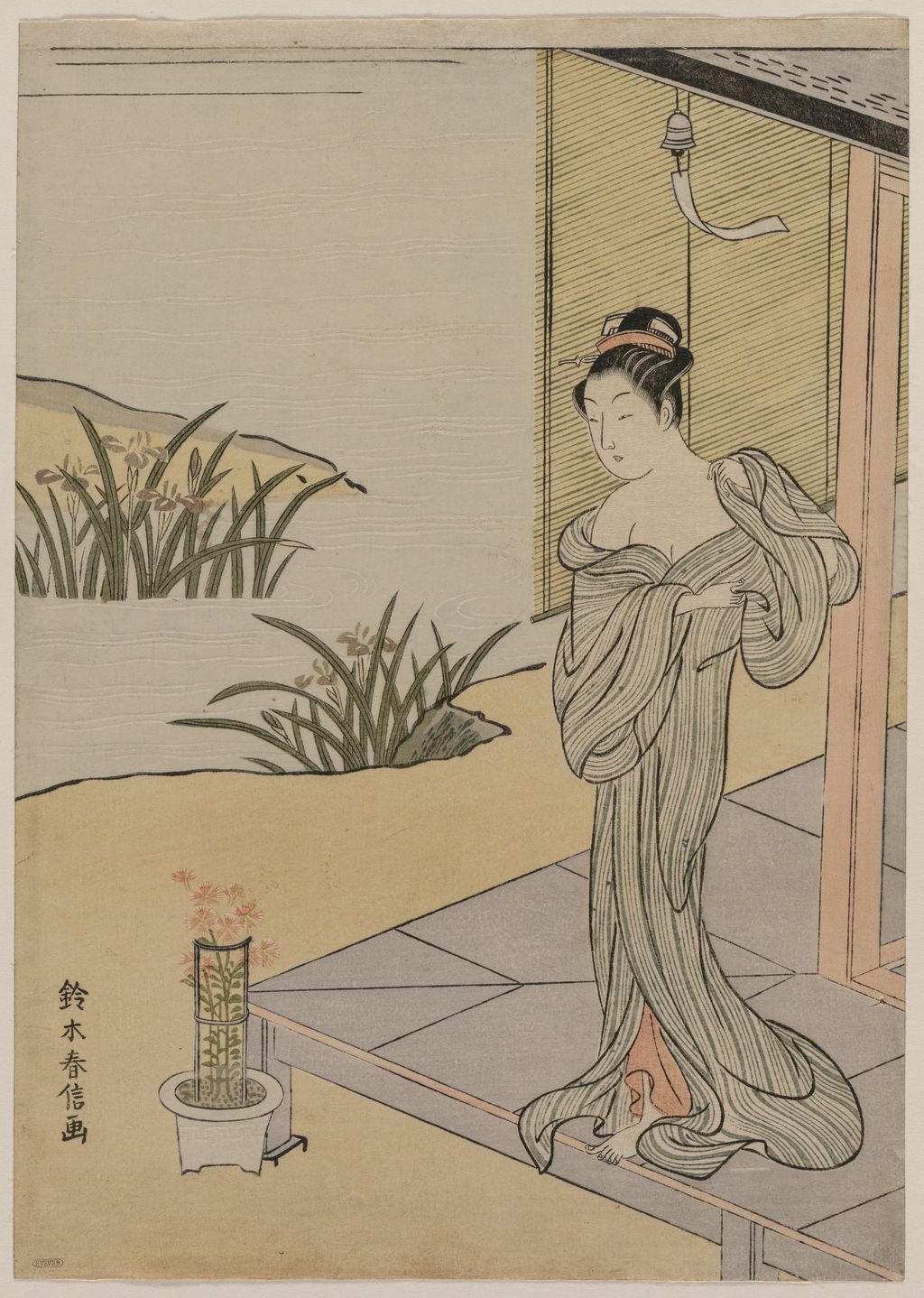 《Young Woman Looking at a Pot of Pinks》
