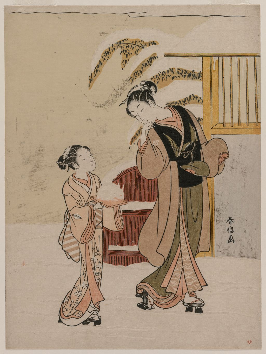 《Young Woman Admiring a Snow Rabbit》