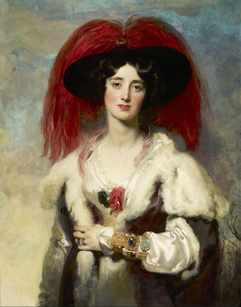 Thomas Lawrence, Julia, Lady Peel, 1827, oil on canvas. The Frick Collection, 1904.1.83, Henry Clay Frick Bequest. Public domain reproduction via Wikimedia Commons; whole supplied image, resized.