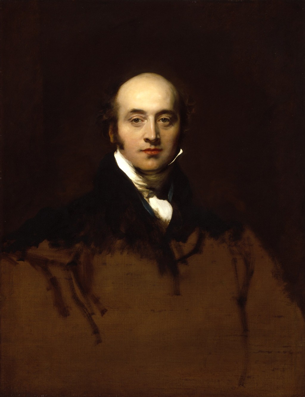 Thomas Lawrence, Self Portrait, about 1825, oil on canvas. Royal Academy of Arts, London, 03/950. Public domain reproduction via Wikimedia Commons; whole unfinished composition, resized.