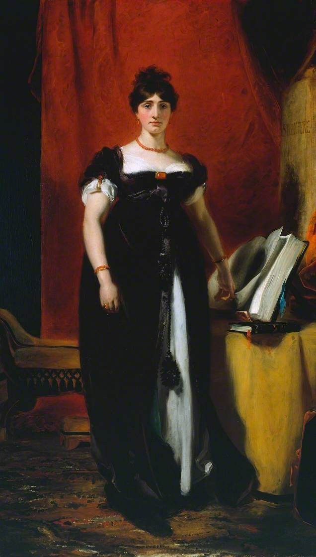 Thomas Lawrence, Mrs Siddons, 1804, oil on canvas, 254 × 148 cm. Tate N00188, presented by Mrs C. FitzHugh in 1843. Public domain faithful reproduction, Art UK via Wikimedia Commons; native width retained without enlargement.