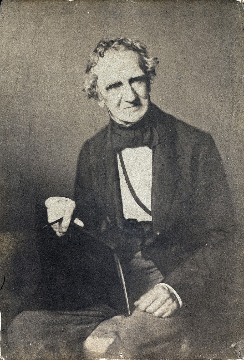 Thomas Sully holding a sketchbook. Photographic print catalogued 1869, identified on its reverse as copied from a daguerreotype; original exposure date not established. Unidentified photographer. Archives of American Art, Smithsonian Institution, aaa_macbgall_4844.