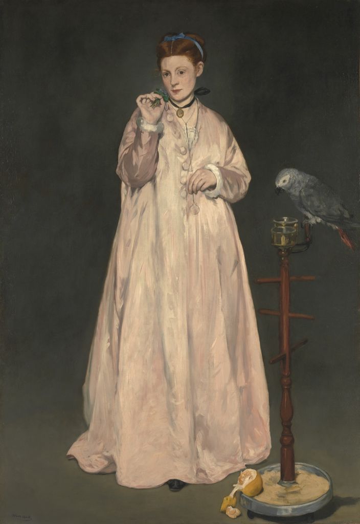 Manet's Young Lady in 1866 on a tall portrait-format canvas.