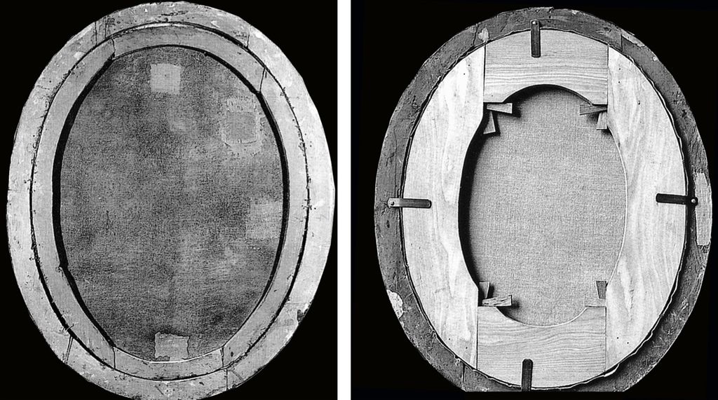 Side-by-side rear views of an oval fixed strainer and an adjustable stretcher construction.