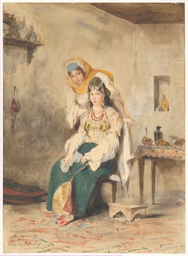 Eugène Delacroix’s watercolour study Saada and Préciada over visible graphite