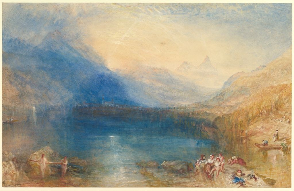 J. M. W. Turner’s Lake of Zug combining transparent watercolour, bodycolour, graphite and scraping