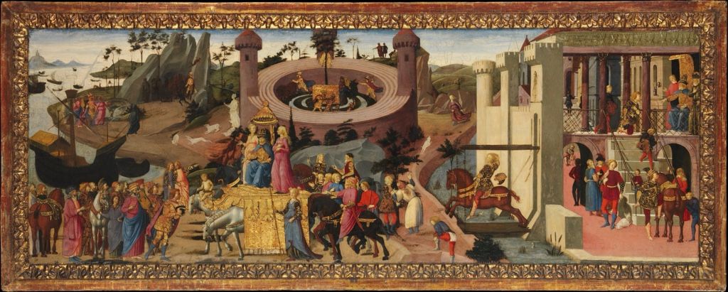 Long tempera panel with ships, architecture and many episodes from the Argonaut story.