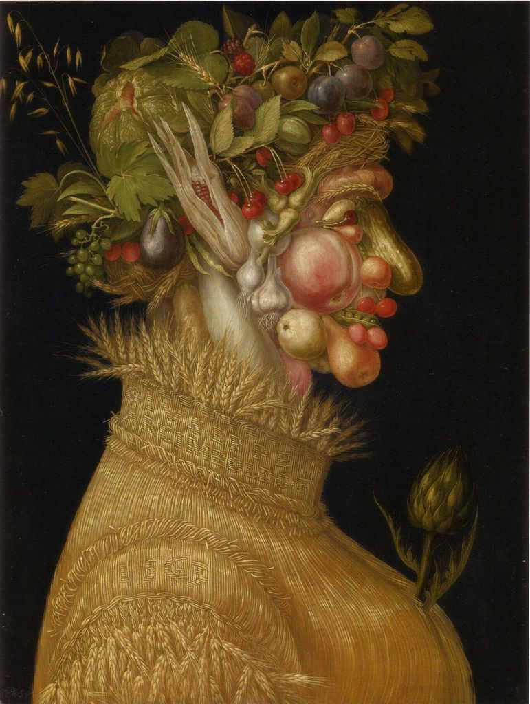 Giuseppe Arcimboldo's Summer combines many fruits and vegetables into a human profile