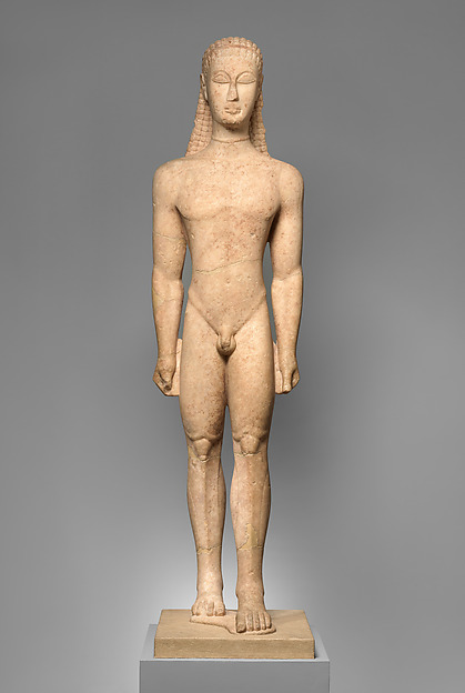 Ancient marble Kouros illustrating sculpture