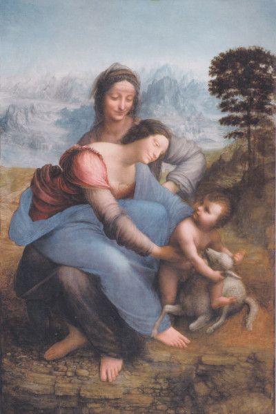 Leonardo's Virgin and Child with Saint Anne, the intertwined group modelled through soft tonal transitions.