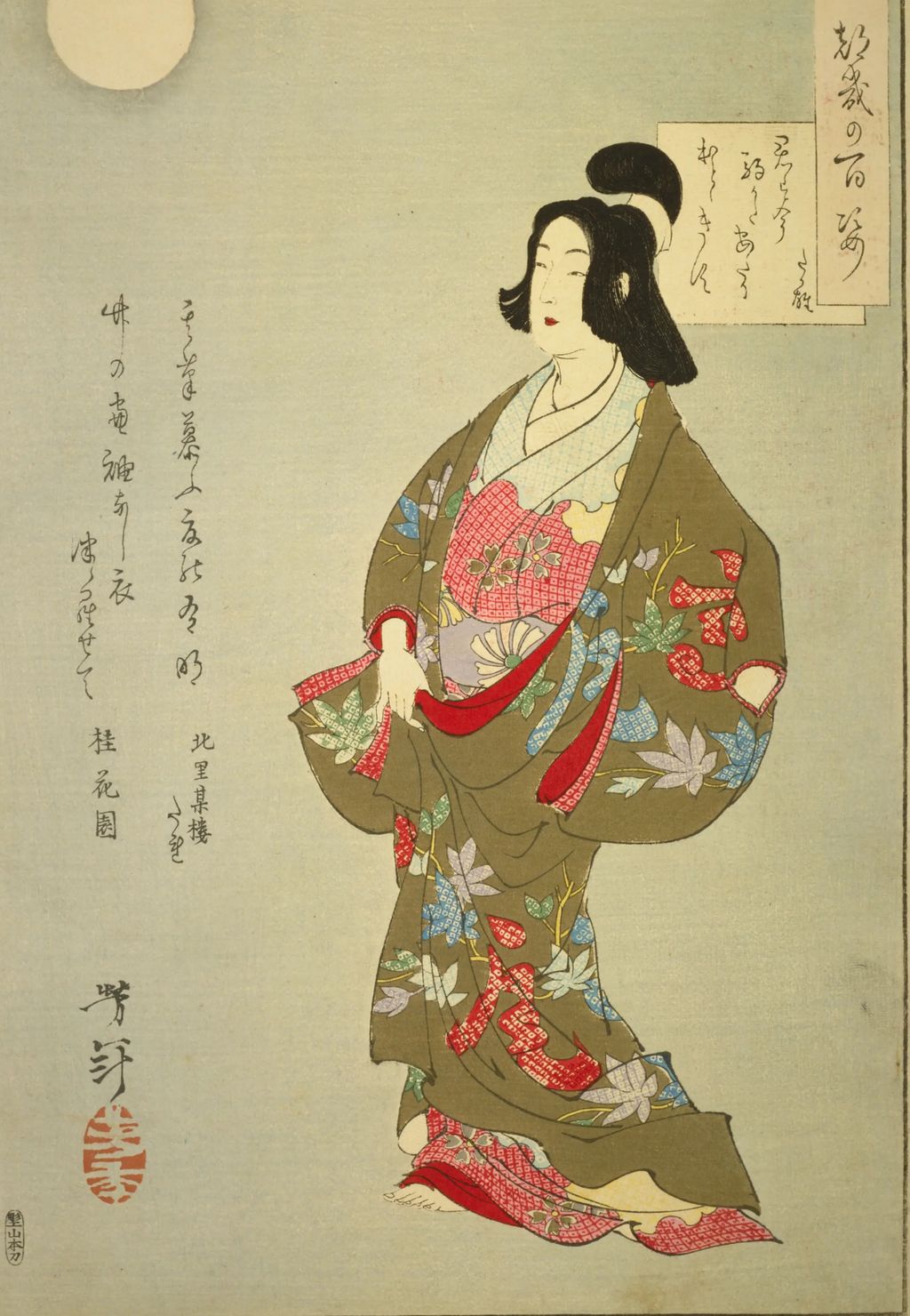 《つきの百姿 君は今駒かたあたりほとゝきす たか雄》