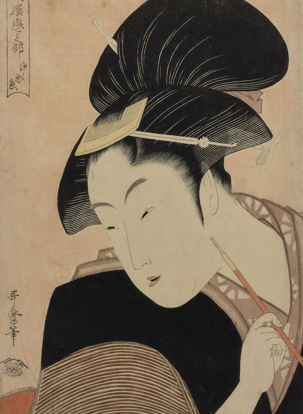 Utamaro portrait design associated with concealed love