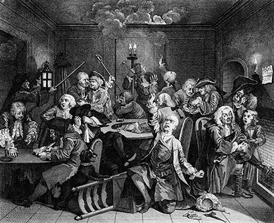 Tom in a Gambling Den by William Hogarth